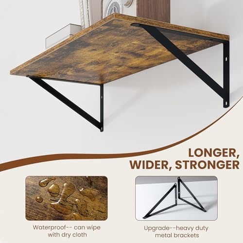 Heimlove 24W x 12D Deep Floating Shelves Set of 2 Rustic Brown
