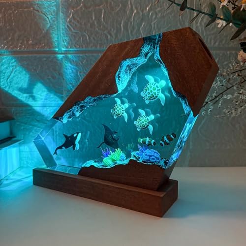 Handmade 3D Orca Ocean Resin Lamp for Home Office Decor