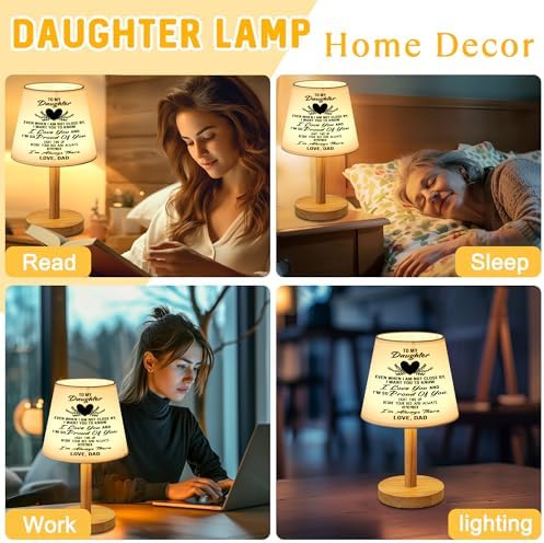 to My Daughter Lamp Gifts from Dad, Dimmable 3-Color USB Table Lamp, Christmas Valentine’s Mothers Birthday Gifts for Daughter from Dad, Beautiful Lamp Gifts for Bedroom Home Decoration