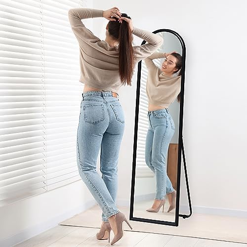Americanflat 15x59 Arched Mirror with Stand- Large Hanging Mirrors with Durable Frame - Modern Mirror for Bathroom, Bedroom, Living Room - Mirrors for Wall Display and Home Decor - Black