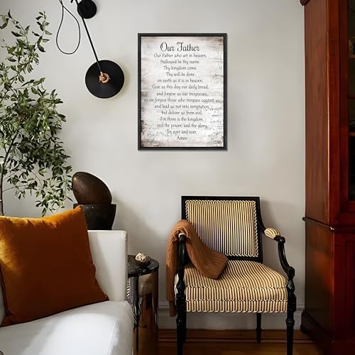 Floating Framed Our Father Prayer Decor the Lords Prayer Wall Art 12x16 In | Bible Verses Canvas Prints, Religious Scripture Pictures, Christian Artwork for Bedroom Church