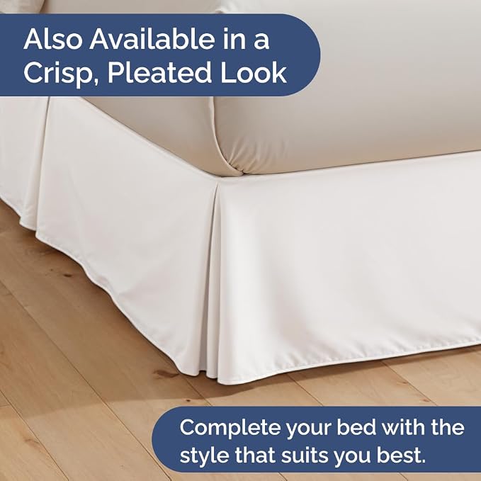Bedskirt King Ruffle - Ruffled Bed Skirt - 12 Inch Drop - Antique White | Bedskirt with Platform, Ultra-Soft Premium Hotel Quality, Wrinkle Free, Fade & Shrink Resistant, for Women, Men, Kids & Teens