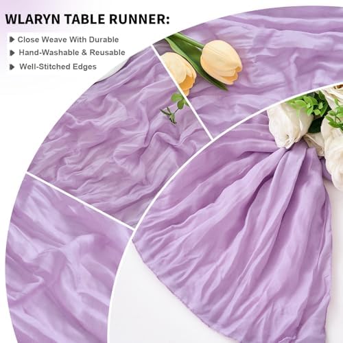 8 Pack Lavender Cheesecloth Table Runner 21.5 x 120 Inches Boho Gauze Table Runners 10FT Long Cheese Cloth Table Runner for Bridal Shower Baby Shower Birthday Party Wedding Decor