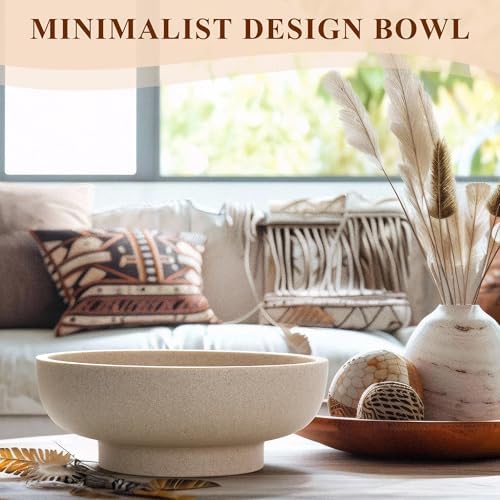 YMXYJM Decorative Resin Bowl, Large Fruit Bowl, Artificial Stone Beige