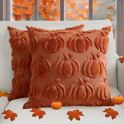 Coddsmz Fall Pumpkin Throw Pillow Covers 18x18 Inches 2PCS Halloween Decor