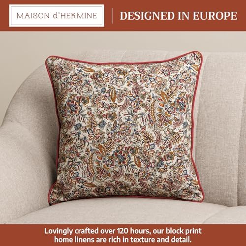 Maison d' Hermine Throw Pillow Covers 100% Cotton (20" x 20" - Pack of 1)