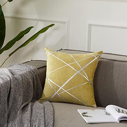 GIGIZAZA Decorative Throw Pillow Covers 20 x 20,Yellow Sofa Thick Cushion Pillow Covers,Square Luxury Pillows 2 Set