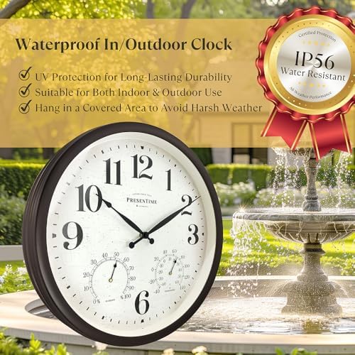 Presentime 16" Farmhouse in/Outdoor Clock