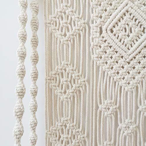 Macrame Wall Hanging Shelf, Boho Decorative Floating Plants Swing Hanging Shelf Wooden Storage Hanger, Handmade Cotton Rope Woven Home Wall Decor