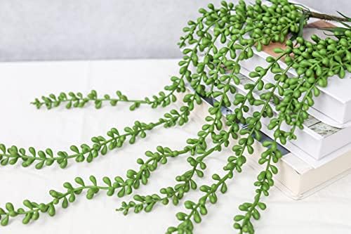 Meiliy 4Pcs 28" Fake Hanging Artificial Succulents String of Pearls Plants