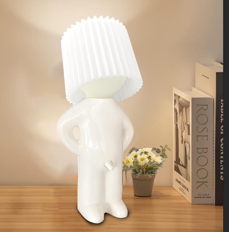 Fathers Day Gift Shy Man Lamp-Creative Gag Funny Night Light LED Table Lamp,Bedside Night Light, White Elephant Novelty Gifts for Men Women Christmas Valentines Day Him Her(White)