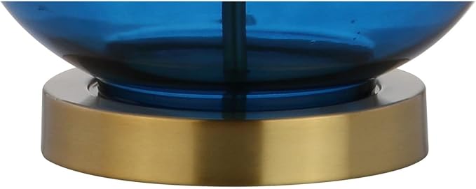 JONATHAN Y Lavelle 25" Glass Lamp, Cobalt Blue/Brass Gold, Set of 2