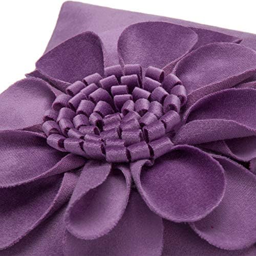 JWH 3D Flower Throw Pillow Cover Decorative Sunflower Accent Pillow Case Velvet Cushion Lumbar Pillowcase for Home Bed Sofa Couch Chair 12x20 Inches Purple