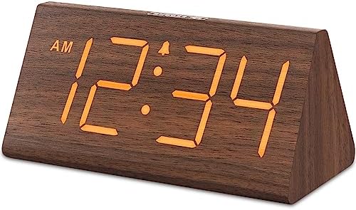 DreamSky Wooden Digital Alarm Clock for Bedrooms Desk with Large Numbers