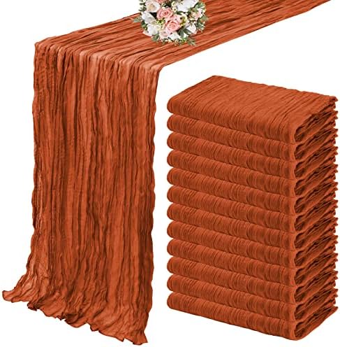 YMHPRIDE 12 Pack Cheesecloth Table Runner 35x70in Terracotta Table Runner