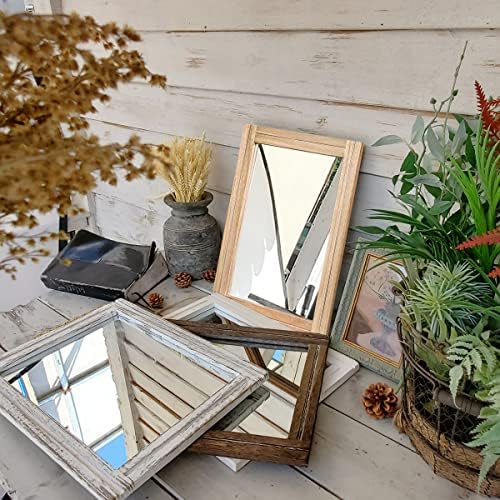 AAZZKANG Rustic Mirrors for Wall with Rectangular Wood Frame Decorative for Farmhouse Bedroom Bathroom Living Room Home Office