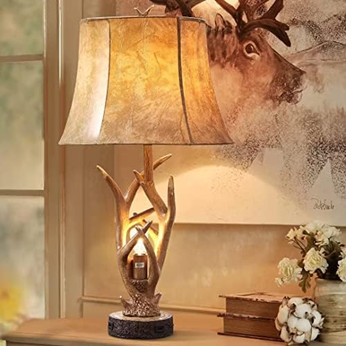 Dungoo 26" Rustic Antler Table Lamps Set of 2 for Bedroom with 2 USB Ports