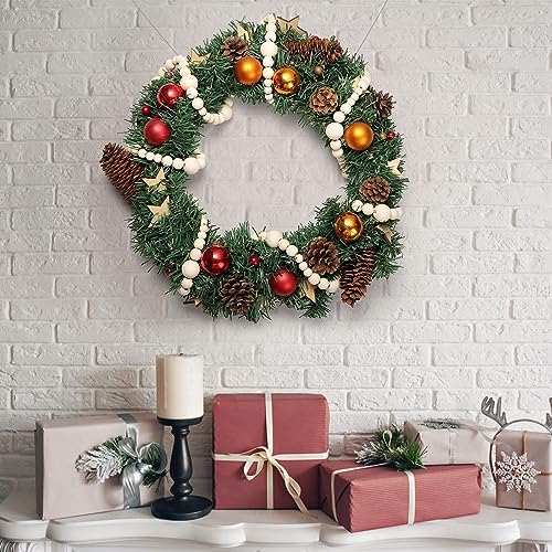 GWHOLE Wooden Bead Garland Christmas Tree Decor, 7.2ft, 2Pcs