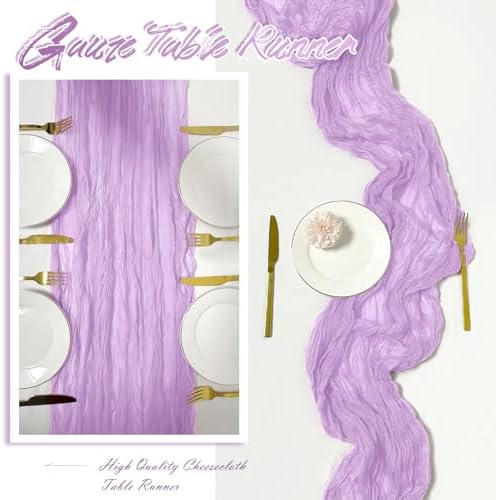15 Pack Lavender Cheesecloth Table Runner 17 x 108 inch Cheese Cloth Table Runners 9ft Lavender Table Runner Rustic Romantic Sheer Gauze Runner for Wedding Party Baby Shower Table Decoration