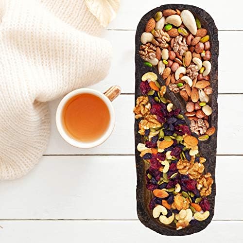 Natural Wooden Tray, Serving Bowl for Salad, Veggies and Fruits, Large Deep Tray for Family, Party (Bark Edge Divided Tray)