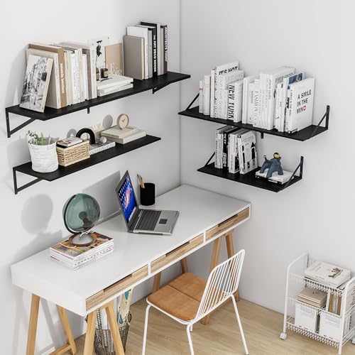 Heimlove 24W x 12D Deep Floating Shelves Set of 2 Black