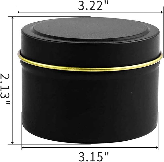 24 Pack 8 oz Candle Tins with Lids, Bulk Black Metal Jars for Candle Making