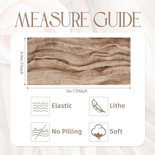 Wokceer Cheesecloth Table Runner Nude Brown 10FT Boho Gauze Table Runners
