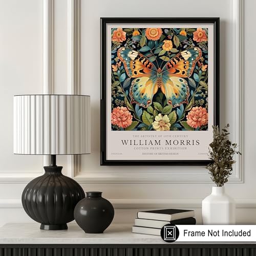Poster Master Butterfly Print - William Morris Poster - Botanical Art - Floral Exhibition Wall Design - Flower & Animal Artwork - Aesthetic Office or Bedroom Wall Decor - 24x32 UNFRAMED Wall Piece