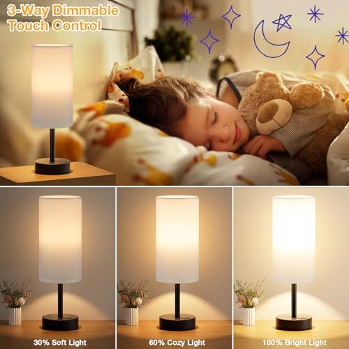 Dicoool Bedside Table Lamp for Bedroom - 3-Way Dimmable Touch Lamp, USB A+C