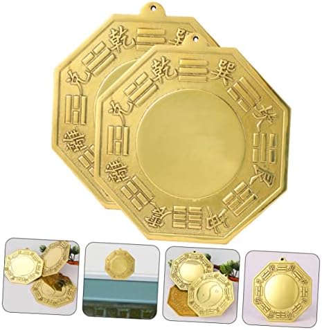 Zerodeko Traditional Chinese Copper Bagua Mirror 1.96 Inch Convex Feng Shui Wall Hanging for Home Decoration and Spiritual Protection Set of 4
