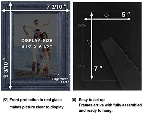 LaVie Home 5x7 Picture Frames (1 Pack, Blue) Rustic Photo Frame Set with High Definition Glass for Wall Mount & Table Top Display
