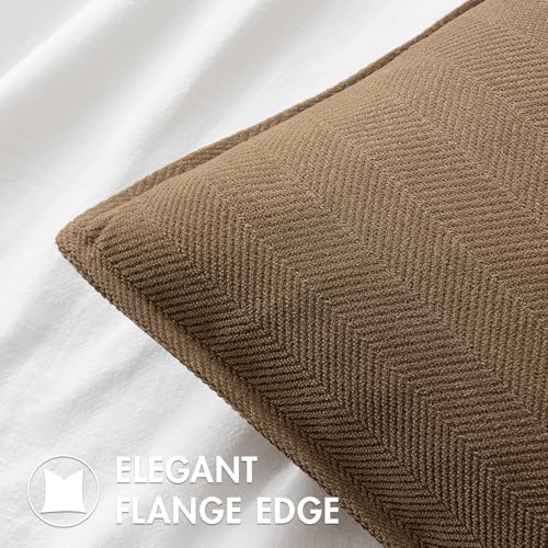 MIULEE Pack of 2 Dark Brwon Decorative Chenille Pillow Covers 16x16 Inch