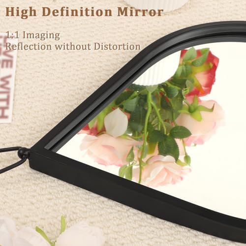 Black Wall Mirror Teardrop Hanging Mirrors with Thick Framed Modern Wall Mirrors Decorative Wall-Mounted Mirrors for Entryway Hallway Bathroom Living Room 16 x20 Inches