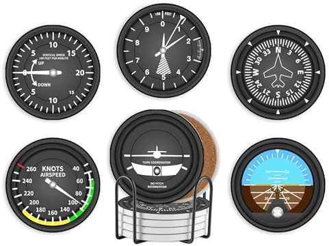 Onebttl Pilot Gifts for Men, Aviation Gifts Ceramic Coasters Set of 6