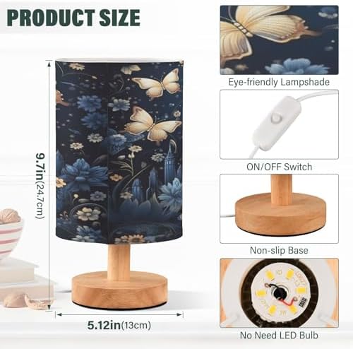 Butterflies Eiffel Tower LED Table Lamp for Bedroom Bedside Lamp with USB Charging Ports Decor Nightstand for Living Room Reading Dorm Desk Home Office