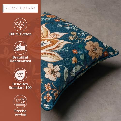 Maison d' Hermine Throw Pillow Covers 100% Cotton (18" x 18" - Pack of 1)