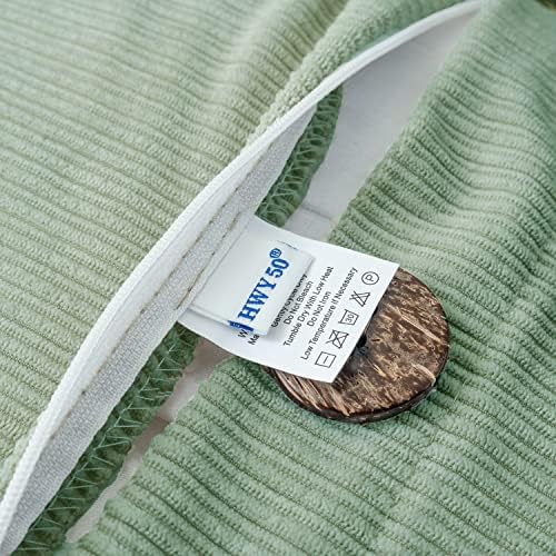 HWY 50 Sage Green Chenille Throw Pillow Covers 12x20 Inch Buttons Pack of 2