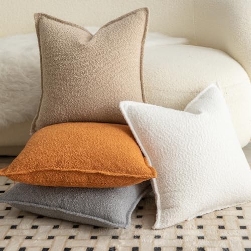 MANDIOO Pack of 2 Decorative Throw Pillow Covers Accent Solid Woven Textured Cushion Covers Pillow Cases Bedroom Living Room Sofa Home 16 x 16 lnch Light Gray