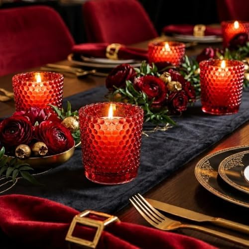 Richland Votive Candle Holders Hobnail Red Set of 12