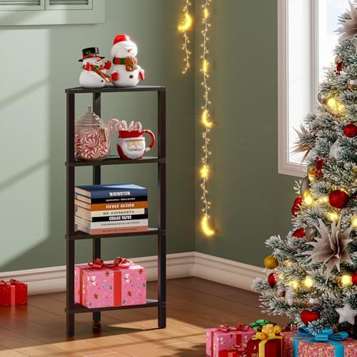 TUTOTAK Corner Shelf, 4-Tier Corner Bookshelf for Small Space