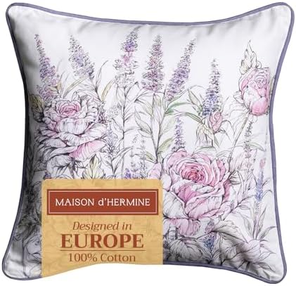 Maison d' Hermine Throw Pillow Covers 100% Cotton (18" x 18" - Pack of 1)