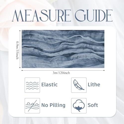 Wokceer Cheesecloth Table Runner Dusty Blue 10FT Boho Gauze, 2 Pack