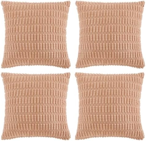 Fancy Homi 4 Packs Decorative Throw Pillow Covers for Living Room Couch Bed, Modern Farmhouse Boho Home Décor Accent Cushion Case, 26" x 26", Peach
