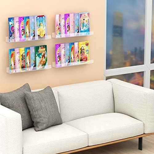 NIUBEE 24" Acrylic Floating Nursery Kids Bookshelf Wall Shelf 4 Packs