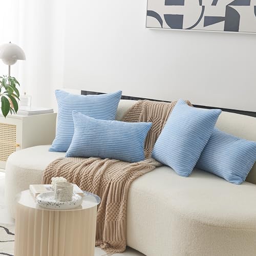 Home Brilliant Large Throw Pillows for Couch Patio Supersoft Square Textured Throw Pillow Cover Euro Sham Decorative for Bed, 26 x 26 inches, Baby Boy Blue