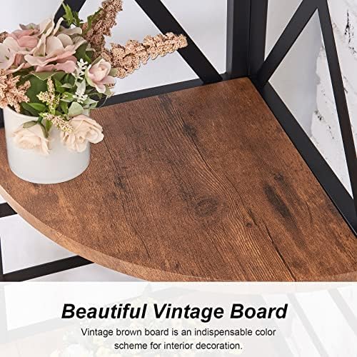 HOMBAZAAR 5 Tier Corner Shelf,72 Inch Tall Corner Bookshelf,Rustic Brown