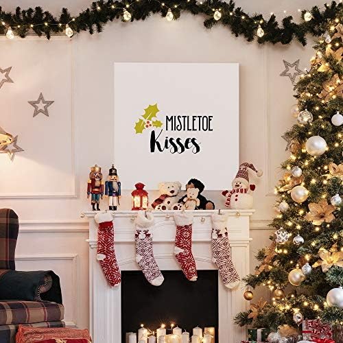 Renditions Gallery Canvas Wall Art for Christmas Decorations Mistletoe Kisses Xmas Romantic Wall Hangings for Bedroom Living Room & Kitchen Decor - 32"X32" LT05