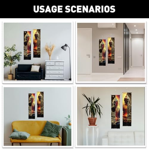 PLIGREAT 2 Pack Buddha Tapestry with Tassels, Vertical Zen Decor Long Narrow Wall Tapestry Meditation Wall Hanging for Yoga Room Bedroom Living Room Dorm Room Home Art Decor, 46" x 13"