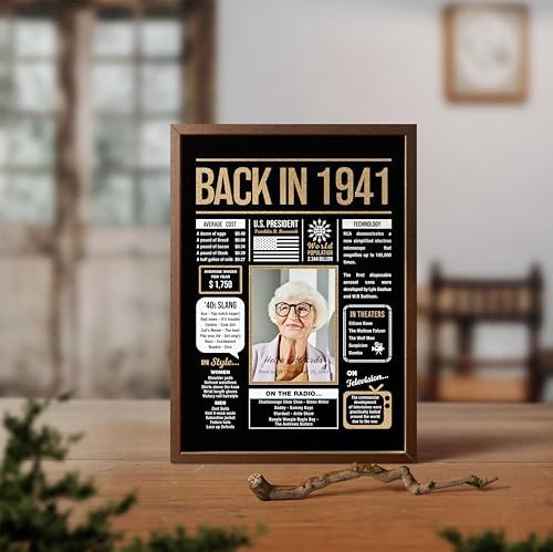 Personalized 84th Birthday Party Decorations Men, Women, Him, Her - Custom Gifts Idea For 84 Years Old, Back In The Year You Born Newspaper For 84th Birthday Poster No Frame Black Gold