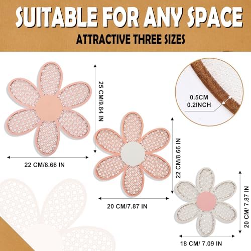 Maitys 3 Pcs Boho Daisy Flower Wall Decor Nursery Art,Rustic Color